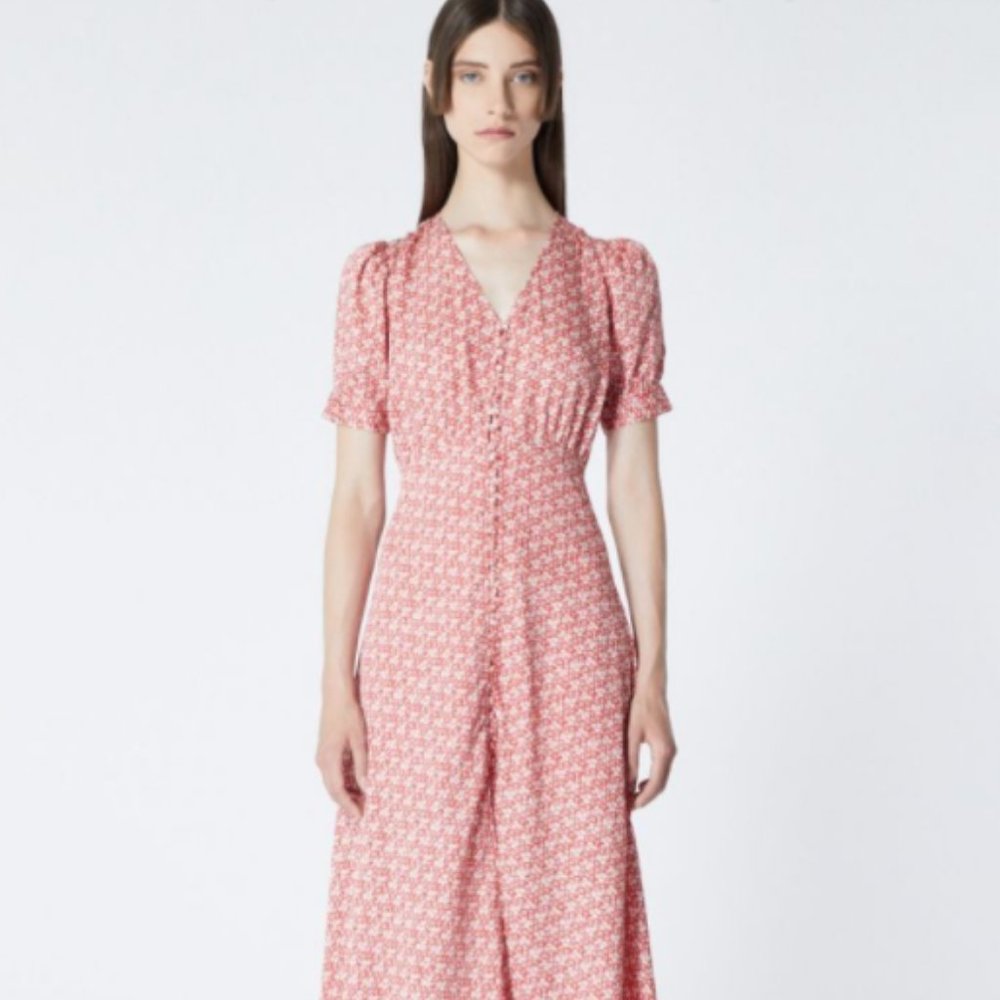 The Kooples RED FLORAL LONG FLOWING DRESS NWOT
